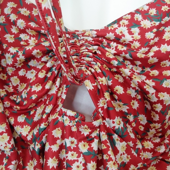 Shein Spaghetti Strap Floral Ruched Sides Midi Dress Size Large - Picture 5 of 13